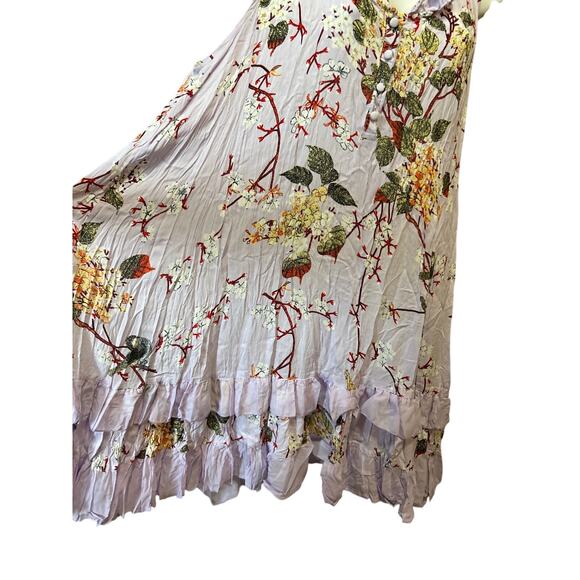 Papillon Lavender Sheer Boho Dress, Floral Ruffled Womens XXL, Short - Picture 2 of 6
